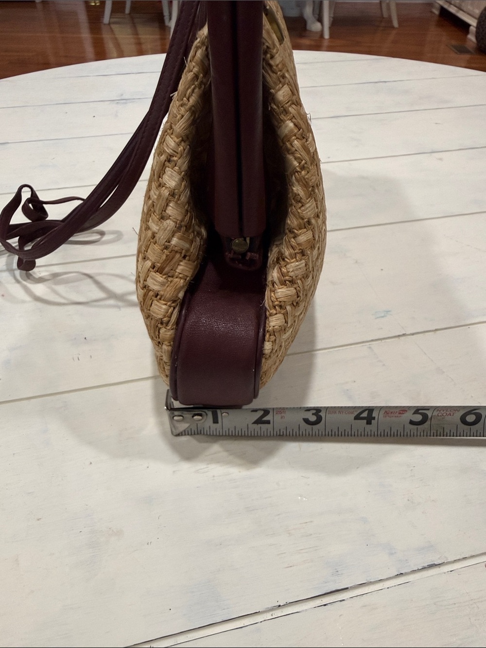 Etienne Aigner Natural Raffia Tote with Dark Brown Trim - Picture 15 of 16